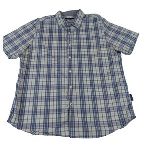 NAUTICA NAVTECH Mens XL Blue Plaid Short Sleeve Button Down Shirt Quick Dry Dad